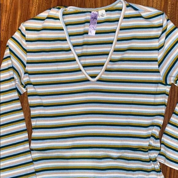 Francesca's Striped V-Neck Dress Womens Size Small - Picture 2 of 3